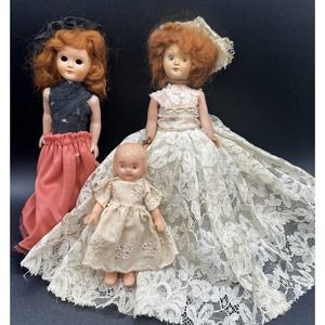 2 Duchess Dolls Red Heads 7 1/2 & 1 Mini Sleepy Eye Arms Move 1940s Celluloid